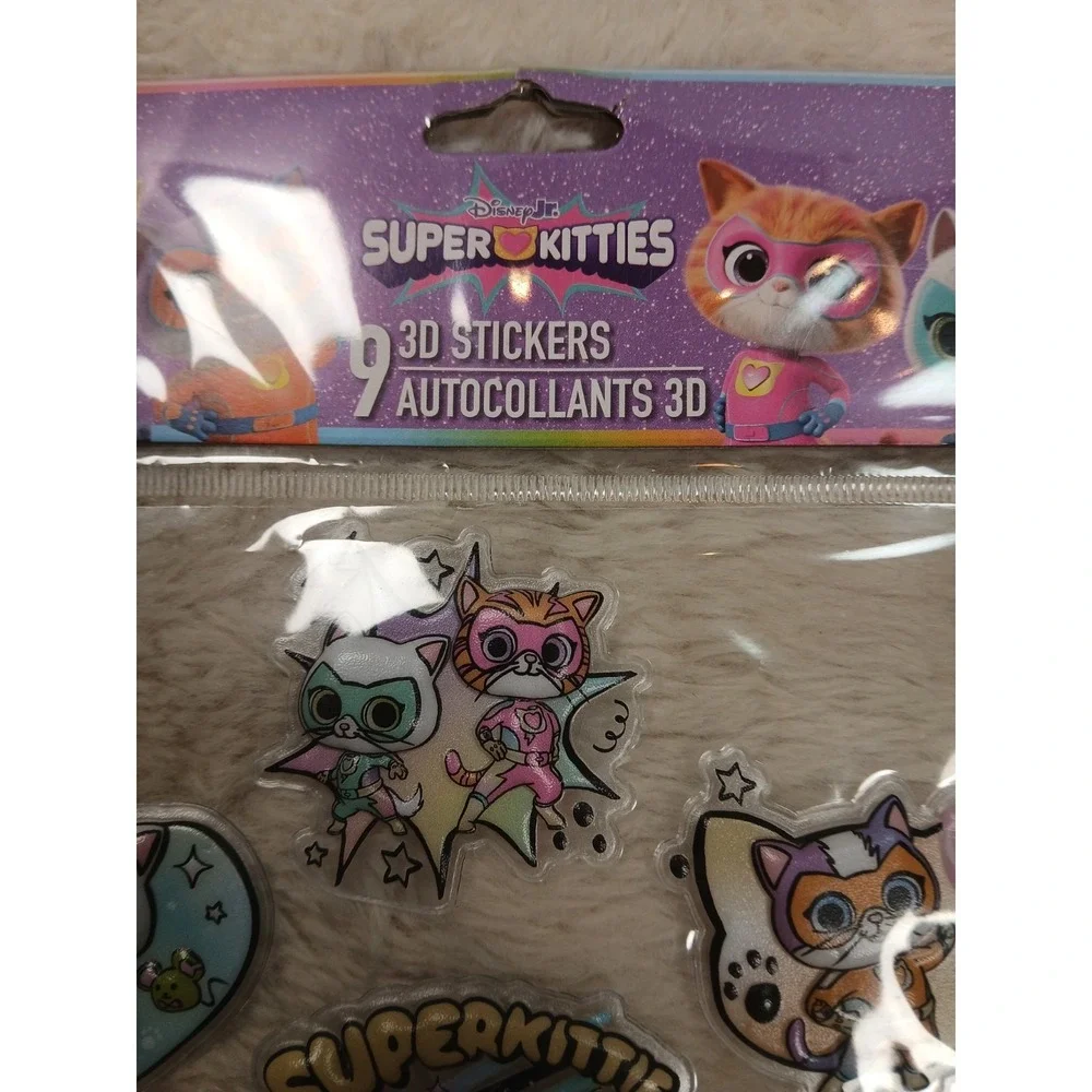 Disney Super Kitties 3D Sticker 5‎ Pack Multicolor Lot Rare